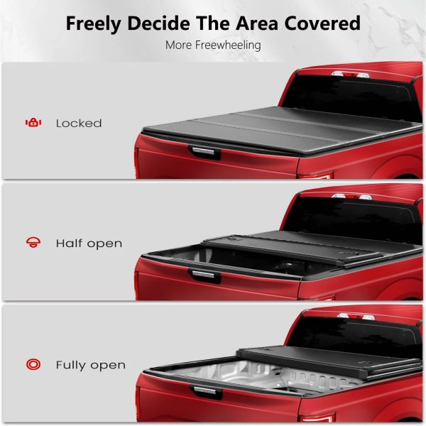 TOPRONE Hard Tri-Fold Tonneau Cover Fits 2015-2024 F150 with 6.5' (78.9in) Truck Bed | On Top | - Image 3