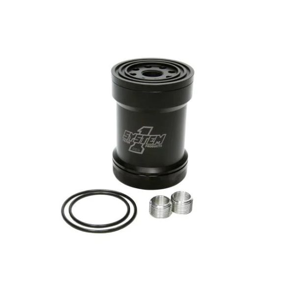 System One Billet Oil Filter with Cast Cap 45 Micron Black