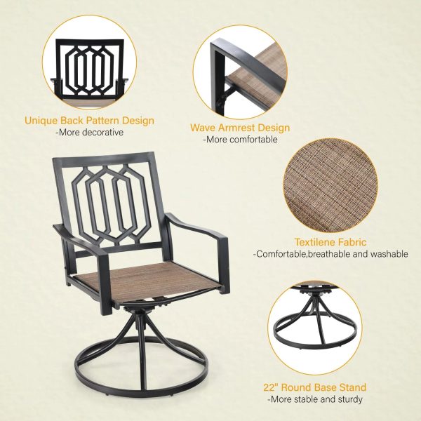 Sophia & William Outdoor Patio Swivel Dining Chair - Textilene - Set of 2 - Image 4