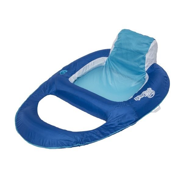 Swim Way 56" Mesh Swimming Pool 1-Person Spring Float Recliner - Aqua/Dark Blue