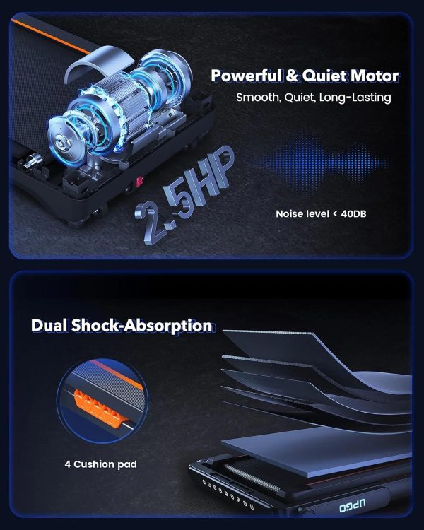 Walking Pad Treadmill with Auto Incline, 9% Incline Treadmill with 3 Slopes, 300LBS Weight Capacity Under Desk Treadmill for Home/Office - Image 5