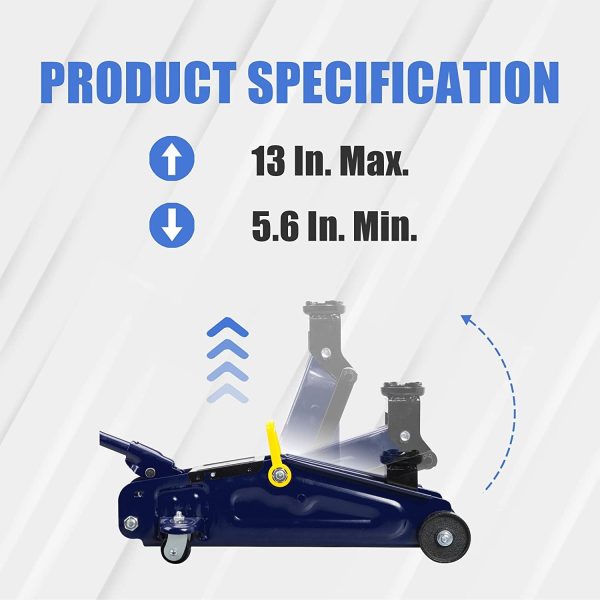 TCE 2 Ton Hydraulic Floor Jack Trolley Car Jack with Protable Storage Carrying Case,Blue,W8202U - Image 2