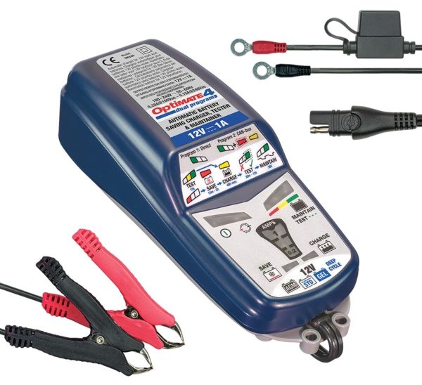 Tecmate OptiMate 4 Dual Program 12V 1A Battery Charger & Maintainer (TM-341)