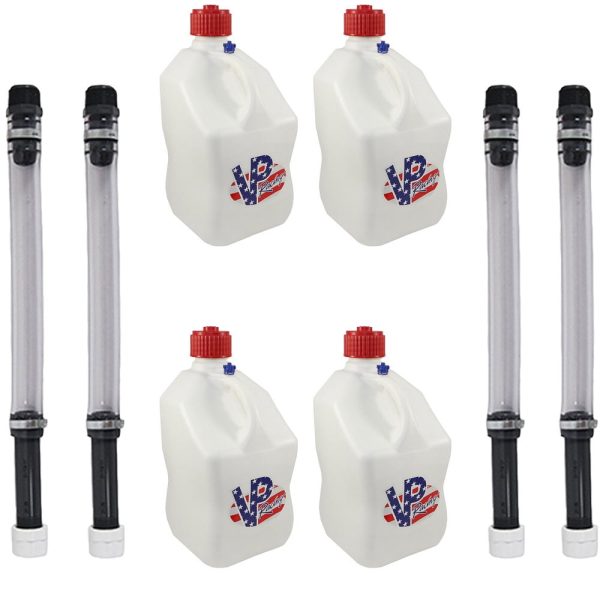 VP Racing Fuels 5.5 Gal Utility Jugs with Deluxe Hoses, Patriotic (4 Pack)