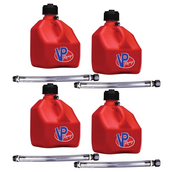 VP Racing 3 Gal Sqre Racing Liquid Container Utility Jug, Red (4 Pk)