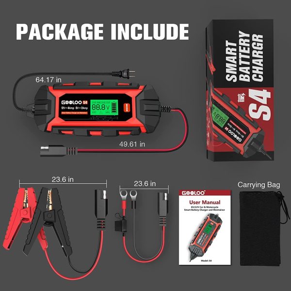 10-Amp Car Battery Charger, 6V and 12V Fully Automatic Battery Charger Maintainer, Trickle Charger, Supersafe Smart Battery Desulfator for Lead-Acid Batteries(S10) - Image 17