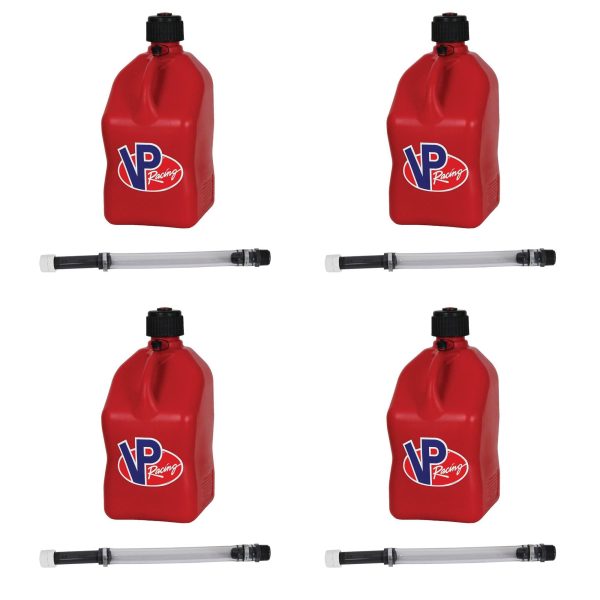 VP Racing Fuels 5.5 Gallon Utility Jugs with Deluxe Hoses, Red (4 Pack)