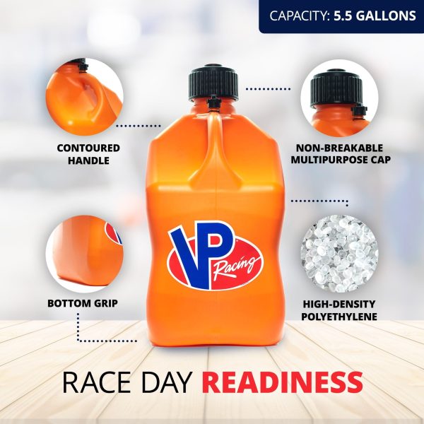 VP Racing 5.5 Gal Motorsport Racing Liquid Container Utility Jug, Orange - Image 3