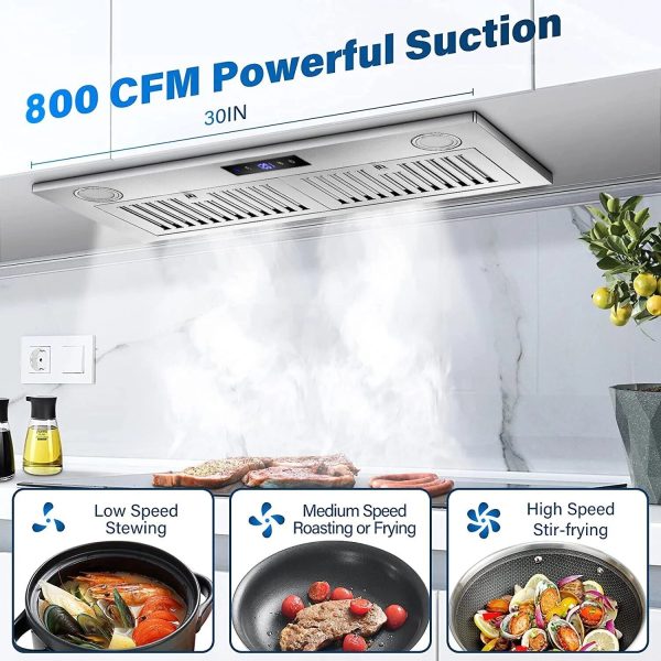 30 inch Built-In Range Hood 800CFM Kitchen Insert Stove Vent 3-Speed Touch Panel - Image 10