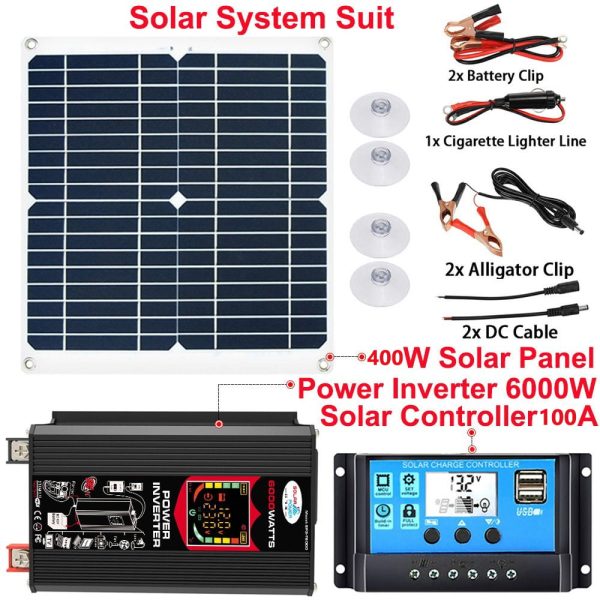 TASHHAR Solar Panel Kit 400W with Controller and Power Inverter Battery Charger Maintainer for Boat Car RV Motorcycle Marine Automotive - Image 2