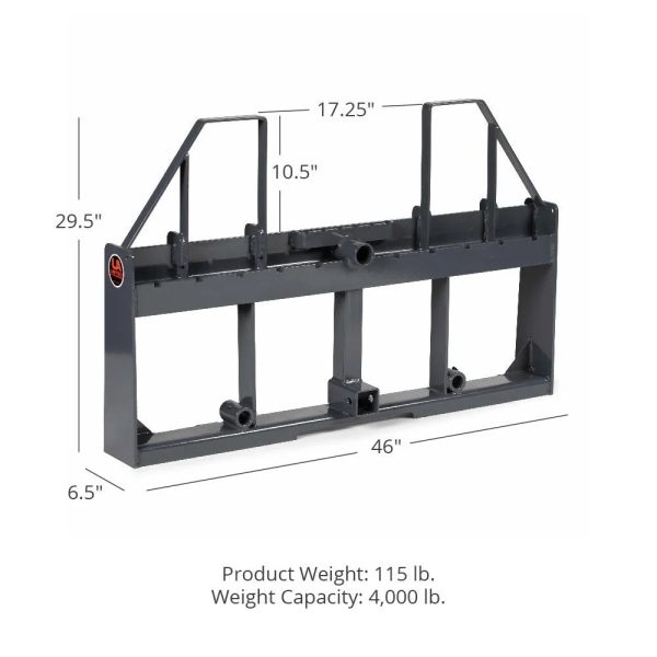 Titan Attachments UA USA Made Grey Step-Through Pallet Fork Frame Attachment, Rated 4,000 LB, Quick Tach Mounting - Image 2