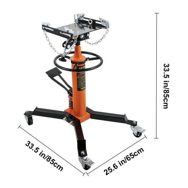 VEVOR Transmission Jack 1100 lbs 2-Stage Hydraulic High Lift Vertical Telescopic,Orange - Image 8