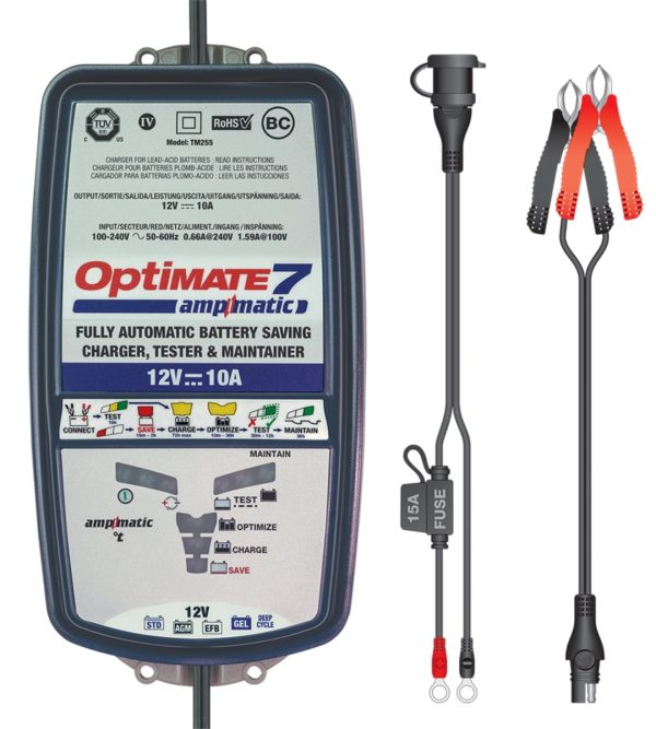 Tecmate OptiMate 7 Ampmatic 12V 10A Battery Saving Charger & Maintainer (TM-255) - Image 2