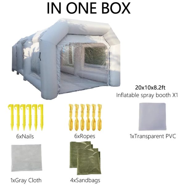 WGIA Portable Inflatable Paint Booth 20x10x8.2Ft Grey （No blower）Inflatable Spray Booth with Air Filter System - Image 3