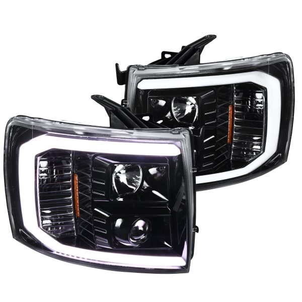 Spec-D Tuning LED Light Bar Jet Black Housing Clear Lens Projector Headlights + Black Altezza Style LED Tail Lights Compatible with Chevrolet Silverado Left + Right Pair Headlamps Assembly - Image 4