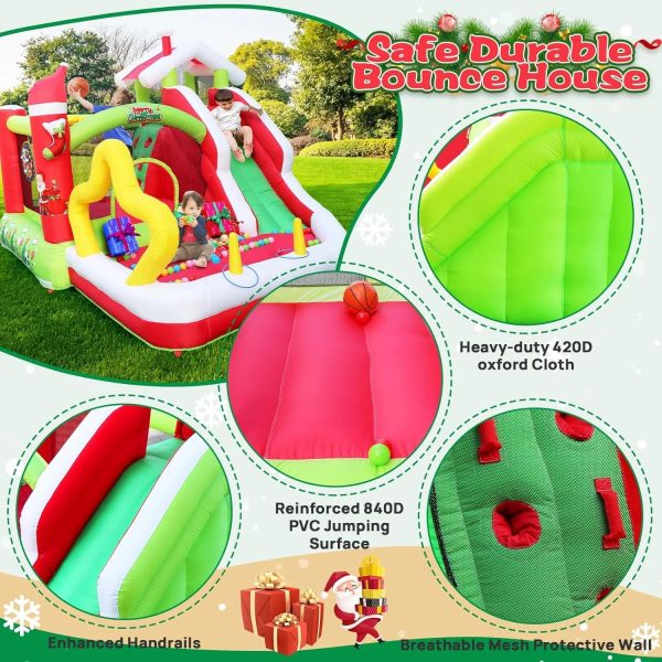 Track 7 Christmas Inflatable Bounce House for Kids, 7 in1 Slide Inflatable Bouncer with Blower, Slide, Climbing, Obstacles, Jumping All in One Castle, Outdoor & Indoor, for Toddlers Age 2+ - Image 4