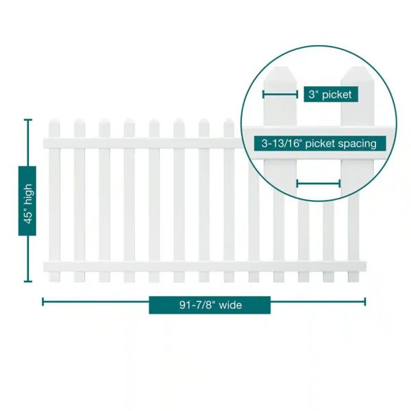 Veranda Glendale 4 ft. H x 8 ft. W White Vinyl Spaced Picket Unassembled Fence Panel with Dog Ear Pickets - Image 6