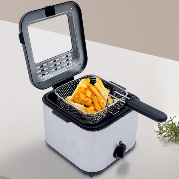 1000W 2.5L Deep Fryer With Basket Small Fryer w/ View Window, Oil Dripping Hook - Image 3