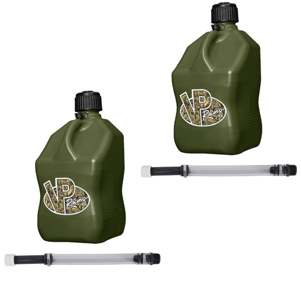 VP Racing Fuels 5.5 Gallon Utility Jugs with Deluxe Hoses, Camo (2 Pack)