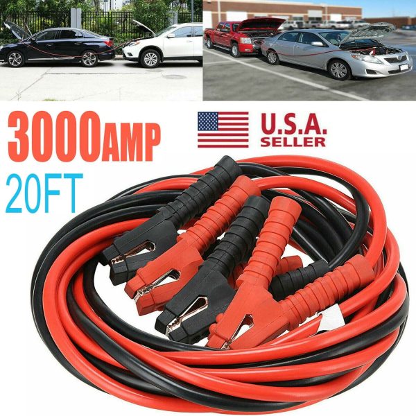 6m 3000A Car Battery Power Emergency Cable Jump Start Firing Line Power Wire Copper Clip Clamp Boost Cord Bateria Auto (Black and Red) - Image 3