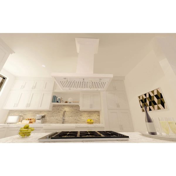 ZLINE 30 in. Wooden Island Mount Range Hood in White Includes Motor - Image 5