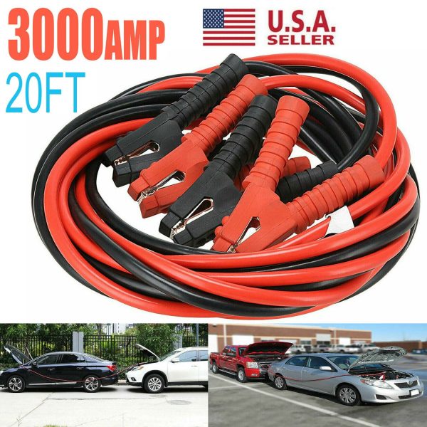 6m 3000A Car Battery Power Emergency Cable Jump Start Firing Line Power Wire Copper Clip Clamp Boost Cord Bateria Auto (Black and Red) - Image 2