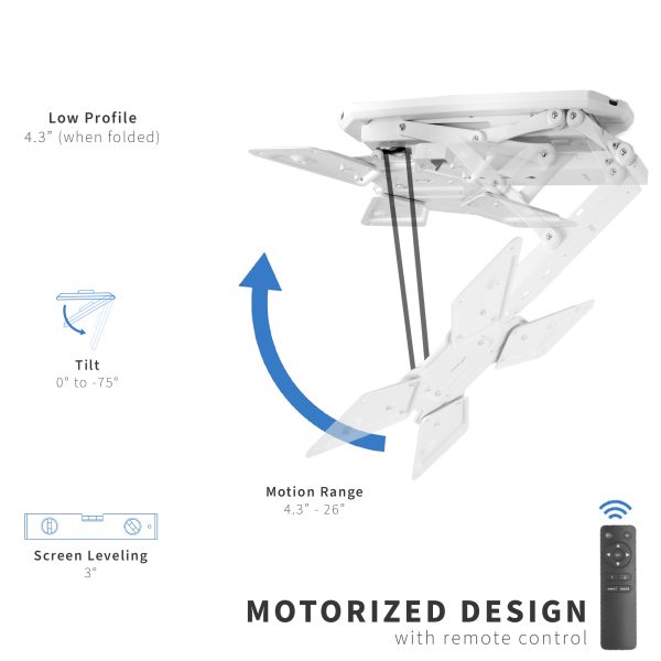 VIVO Electric Ceiling TV Mount for 23 to 55 inch Screens, Flip Down Motorized Pitched Roof VESA Mount, White, MOUNT-E-FD55W - Image 3