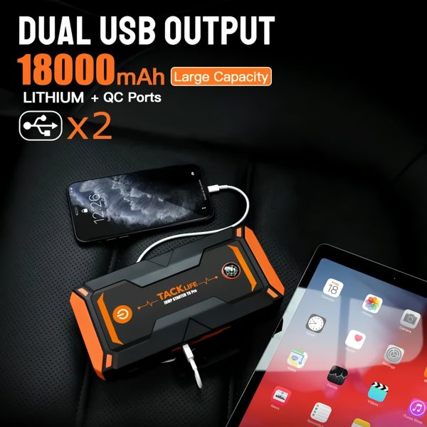 1200A Peak 18000mAh Jump Starter Power Bank with LCD Screen(T8Pro) - Image 7