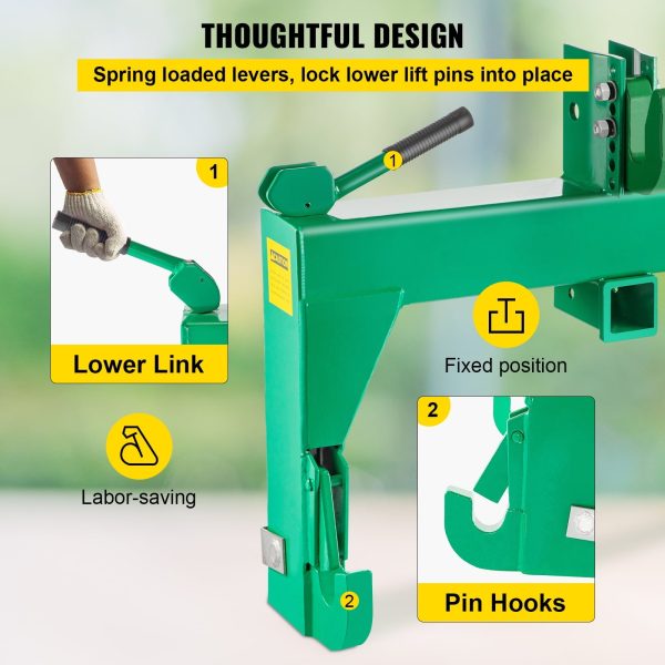 VEVORbrand 3-Point Quick Hitch, 3000 lbs Lifting Capacity Tractor Quick Hitch, Adaptation to Category 1 & 2 Tractors, No welding & 5 level Adjustable bolt - Image 6