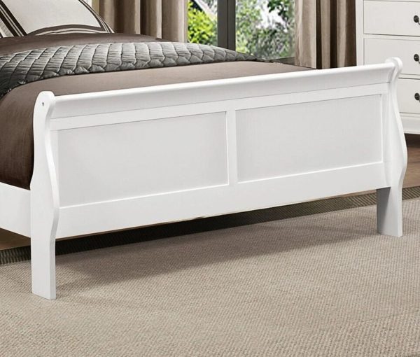 Traditional White Finish 1pc Eastern King Size Sleigh Bed Classic Louis Philippe Styling Bedroom Furniture - Image 2