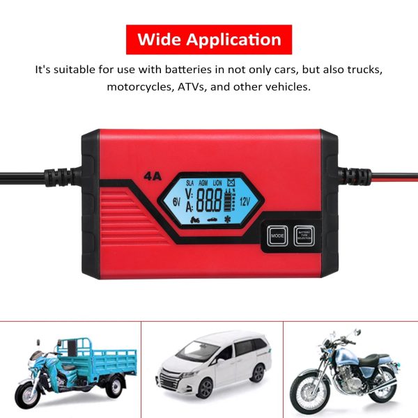 OWSOO Charger,Battery With Lcd 4 Amp 6v/12v Amp 6v/12v Battery 6v/12v Battery With Car Battery 4 Battery 4 Amp Lcd Screen Battery With Lcd Screen Battery Maintainer Car Screen Battery Maintainer - Image 6