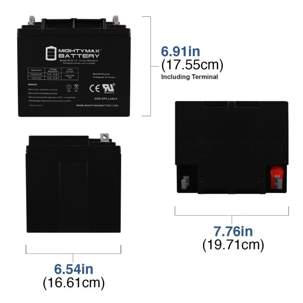 12V 50AH Replacement Battery for Heartway Mystere PF5, Forsa H10 - Image 2