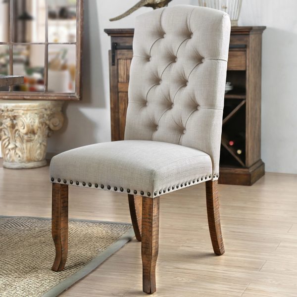 24/7 Shop At Home Banff Set of 2 Wood Dining Chairs in Ivory - Image 3