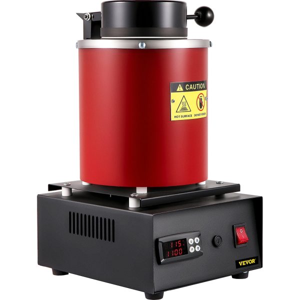 VEVOR Electric Melting Furnace, 3KG Digital Electric Melting Furnace, 1750W 1150℃/2102 ℉ Gold Smelter Furnace W/ Graphite Crucible & Ingot Die for Processing of Melting Gold, Silver, Copper, Aluminum - Image 9