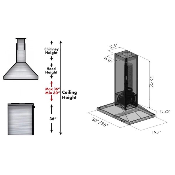 ZLINE 30 in. Wooden Island Mount Range Hood in White Includes Motor - Image 2