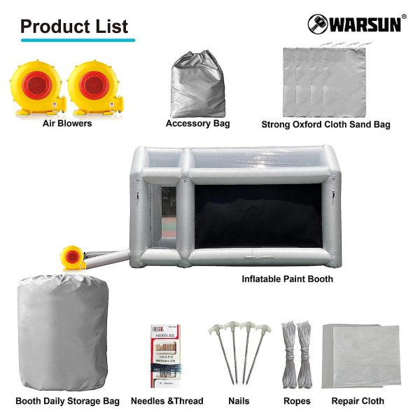 WARSUN 20x11.5x9Ft Inflatable Paint Booth & Larger Air Filter System Professional Inflatable Spray Booth with 580W+450W Blowers - Image 3