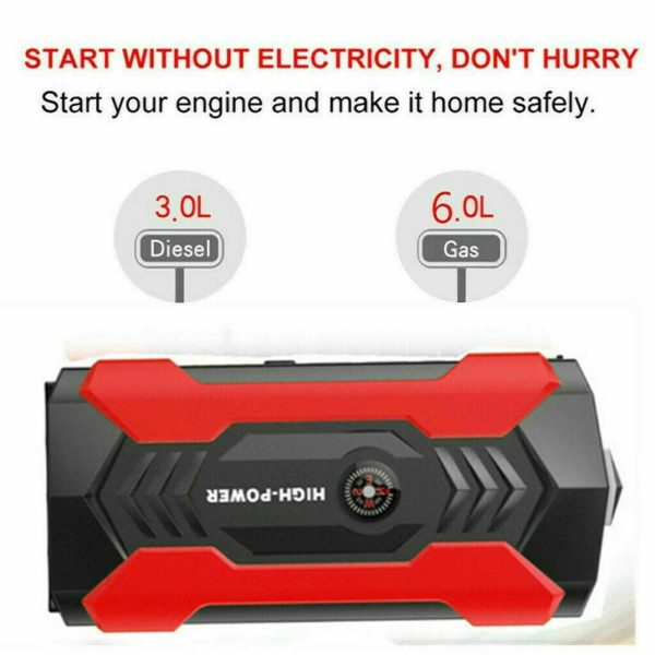 TASHHAR Jump Starter 12V Car Battery Pack Booster Jumper Box Emergency Start Power Bank Supply Charger with Built-in LED Light - Image 8