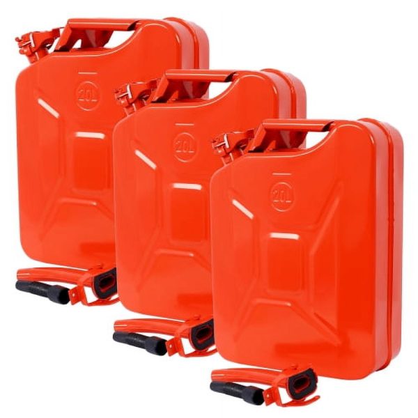 5 Gallon) Jerry Fuel Can with Flexible Spout, Portable Jerry Cans Fuel Tank Steel Fuel Can, Fuels Gasoline Cars, Trucks, Equipment, RED 3pcs/set