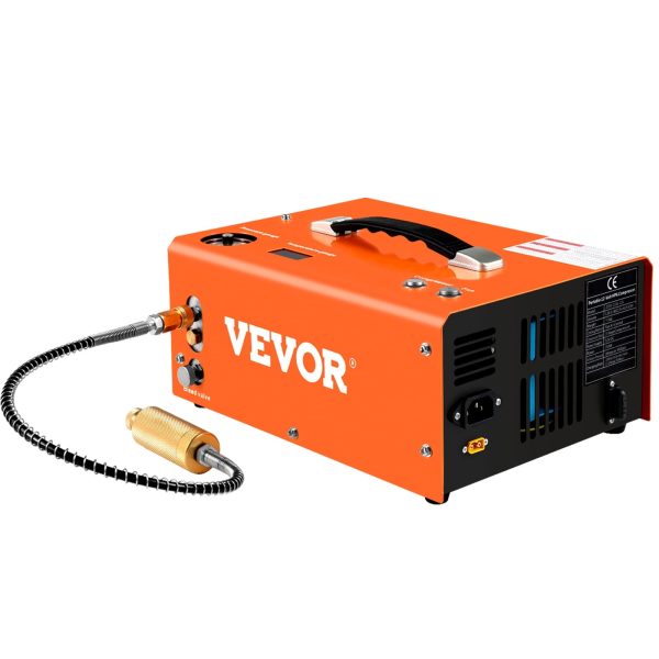 VEVORbrand PCP Air Compressor, 4500PSI Portable PCP Compressor, 12V DC 110V/220V AC PCP Airgun Compressor Auto-stop, w/ Built-in Adapter, Fan Cooling, for Paintball, Air Rifle, Mini Diving Bottle - Image 9