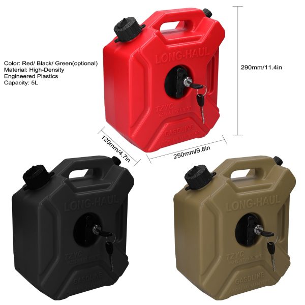 OWSOO Plastic bucket,Fuel Tanks Portable Diesels Containers -Static Tanks Key Car Tanks 5L -Static Tanks Lock Plastic bucket Car SUV 5L Portable ATV Off-Road Vehicle Tanks Portable 1.3 Nebublu - Image 6