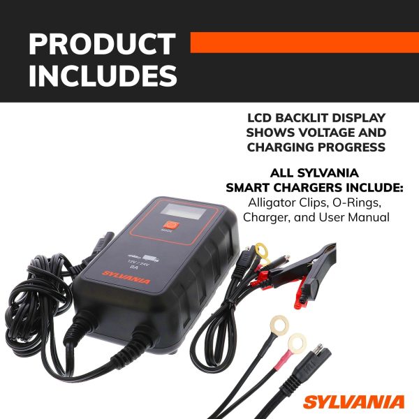 SYLVANIA - Smart Charger - Heavy-Duty, Portable Car Battery Charger - Make Charging Your Car Battery Easy - Use as Battery Maintainer & Charger - 12V or 24V Voltage Output - 8 AMP - Image 5