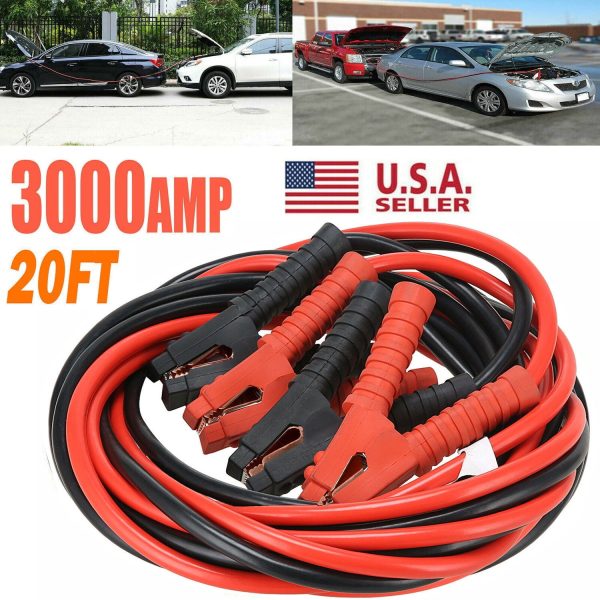 6m 3000A Car Battery Power Emergency Cable Jump Start Firing Line Power Wire Copper Clip Clamp Boost Cord Bateria Auto (Black and Red) - Image 4