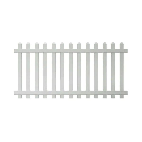 Veranda Glendale 4 ft. H x 8 ft. W White Vinyl Spaced Picket Unassembled Fence Panel with Dog Ear Pickets