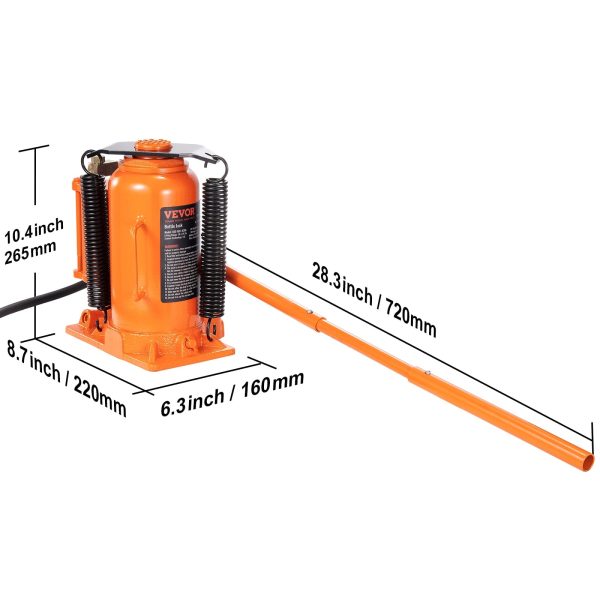 VEVOR Air Hydraulic Bottle Jack 20Ton 10.4"-19.7" High Lift Pneumatic Bottle Jack Portable Auto Repairing Shop Tool for Vehicles Trucks Cars - Image 8