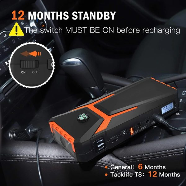 800A Peak 18000mAh Car Jump Starter up to 7.0L Gas Power Bank Battery (T8) - Image 4