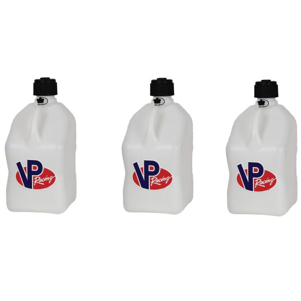 VP Racing Fuels Motorsport 5.5 Gal Utility Jugs w/ Hoses, White (3 Pack)