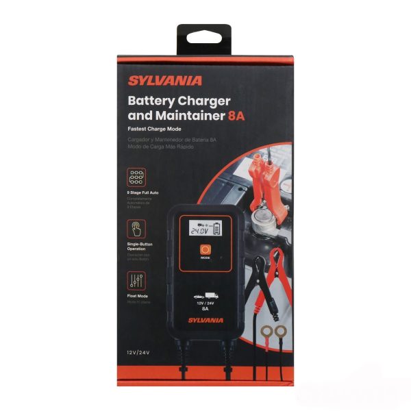 SYLVANIA - Smart Charger - Heavy-Duty, Portable Car Battery Charger - Make Charging Your Car Battery Easy - Use as Battery Maintainer & Charger - 12V or 24V Voltage Output - 8 AMP - Image 2