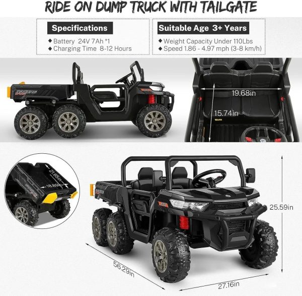 6-Wheel 24V UTV Ride-On with Dump Bed and 4WD Power - Image 10