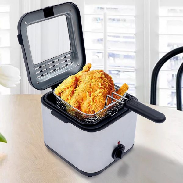 1000W 2.5L Deep Fryer With Basket Small Fryer w/ View Window, Oil Dripping Hook - Image 5