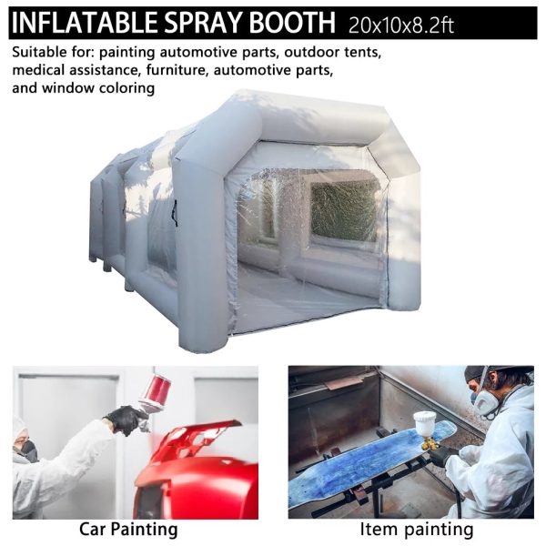 WGIA Portable Inflatable Paint Booth 20x10x8.2Ft Grey （No blower）Inflatable Spray Booth with Air Filter System - Image 4